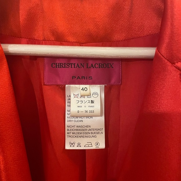 Vintage Christian LaCroix Paris Red Jacket/Blazer - Picture 2 of 3